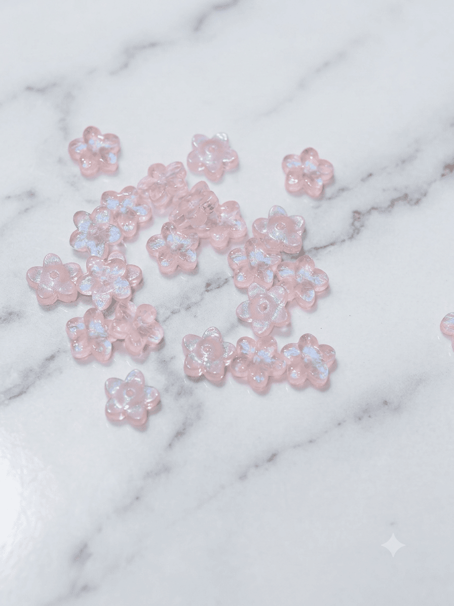Glass flower beads 10 piece pack