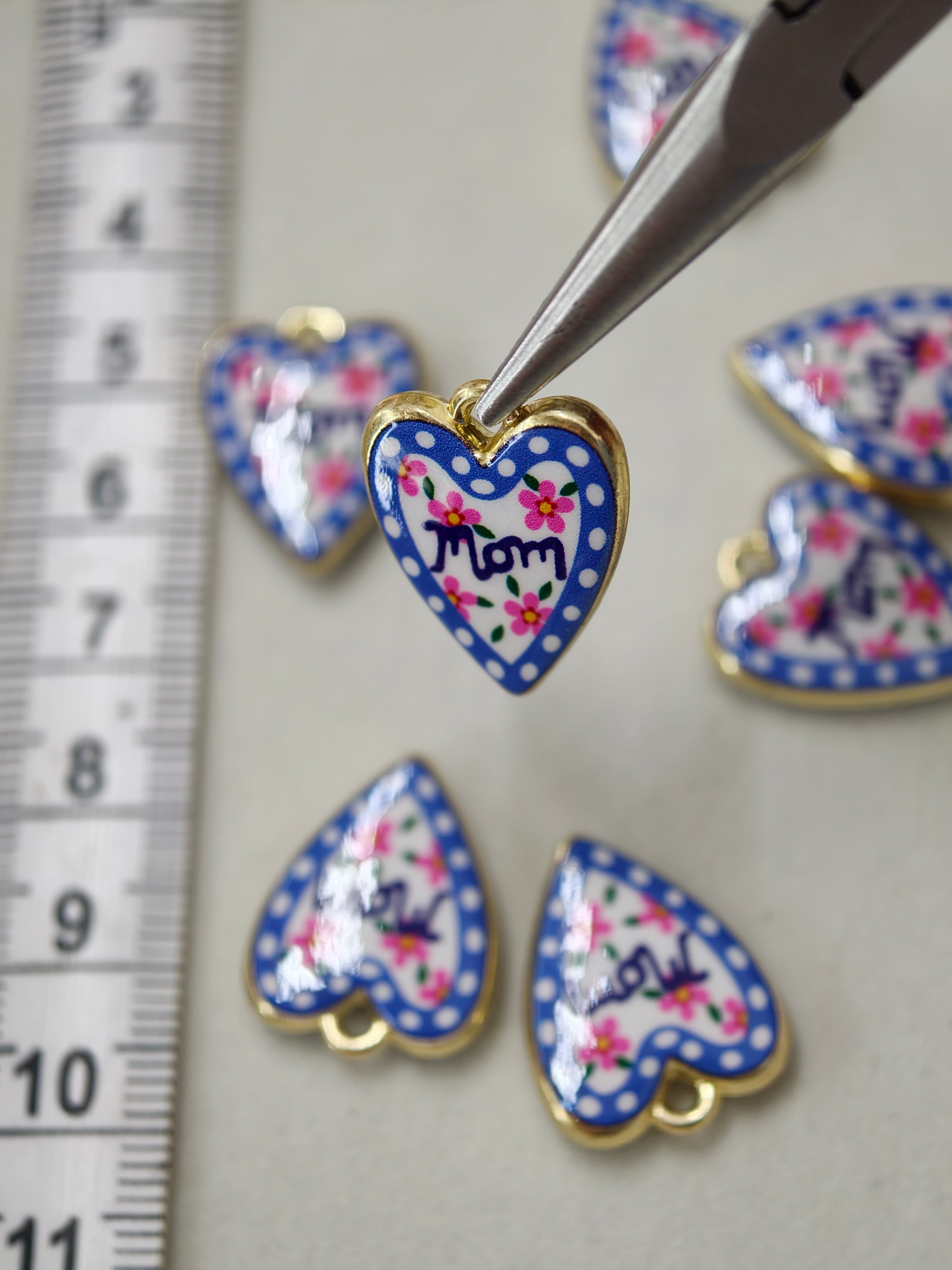 Two sided enamel Mom charm