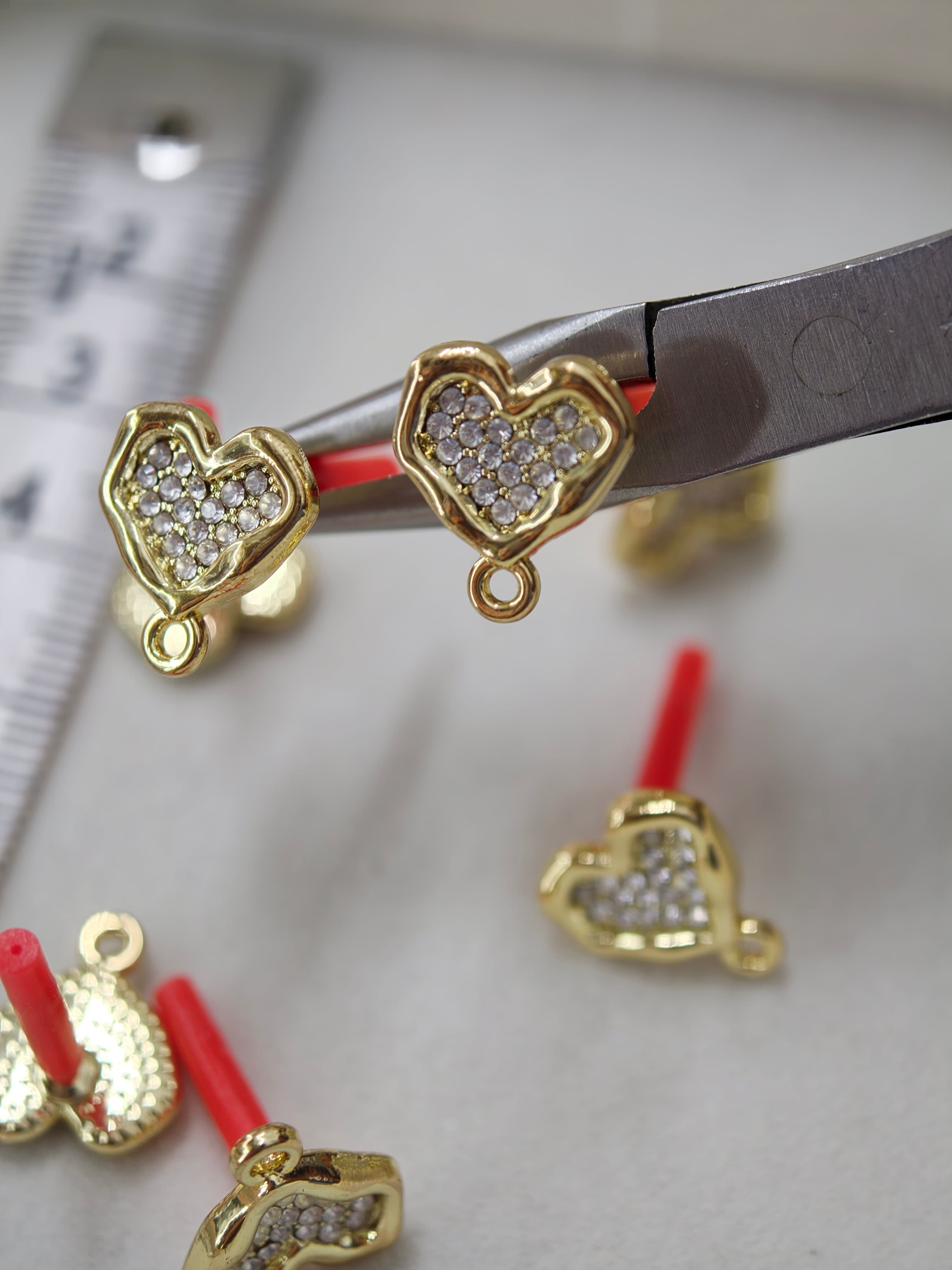 Diamond fitted heart earring
