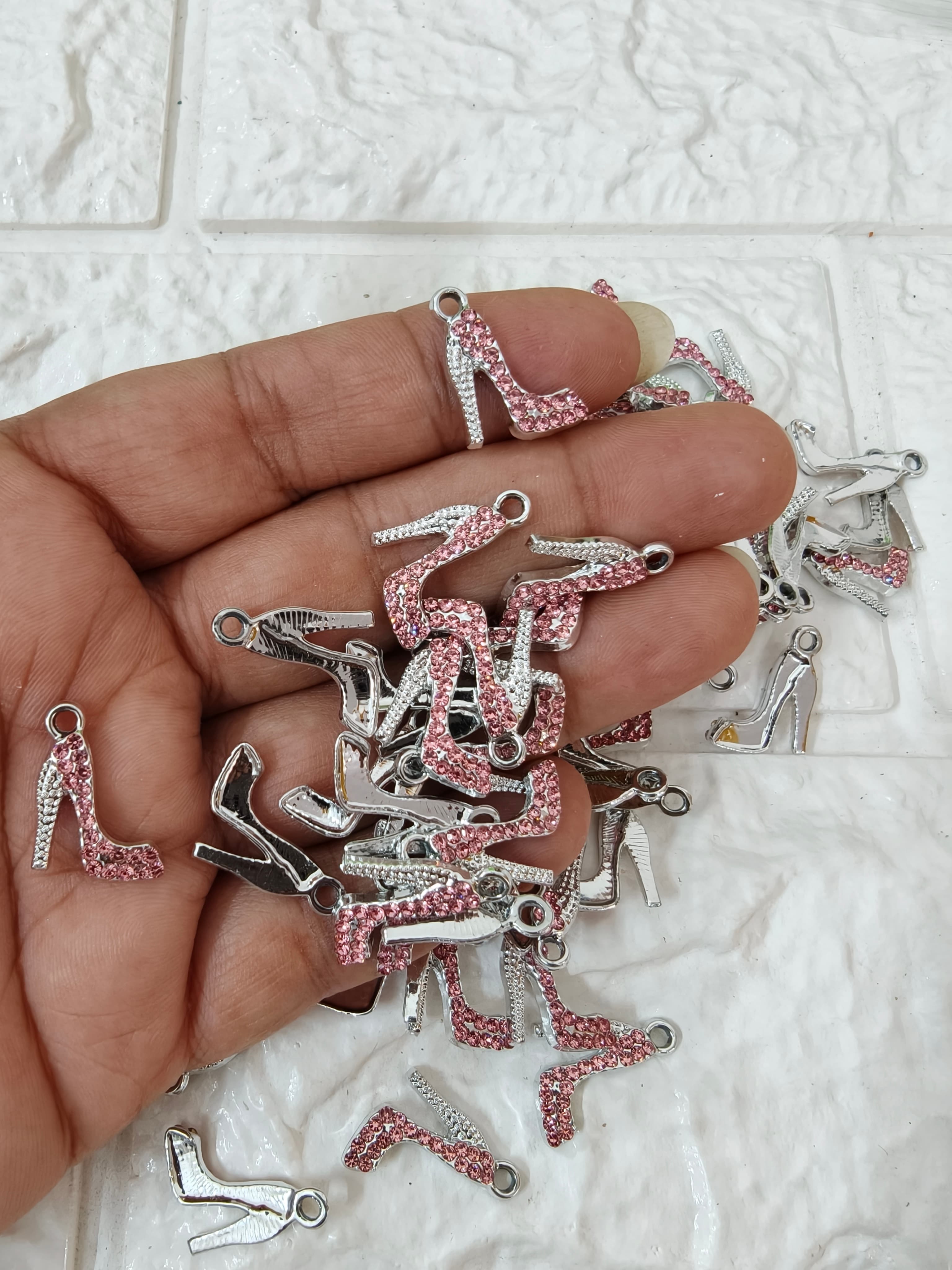 Rhinestone heels silver pink