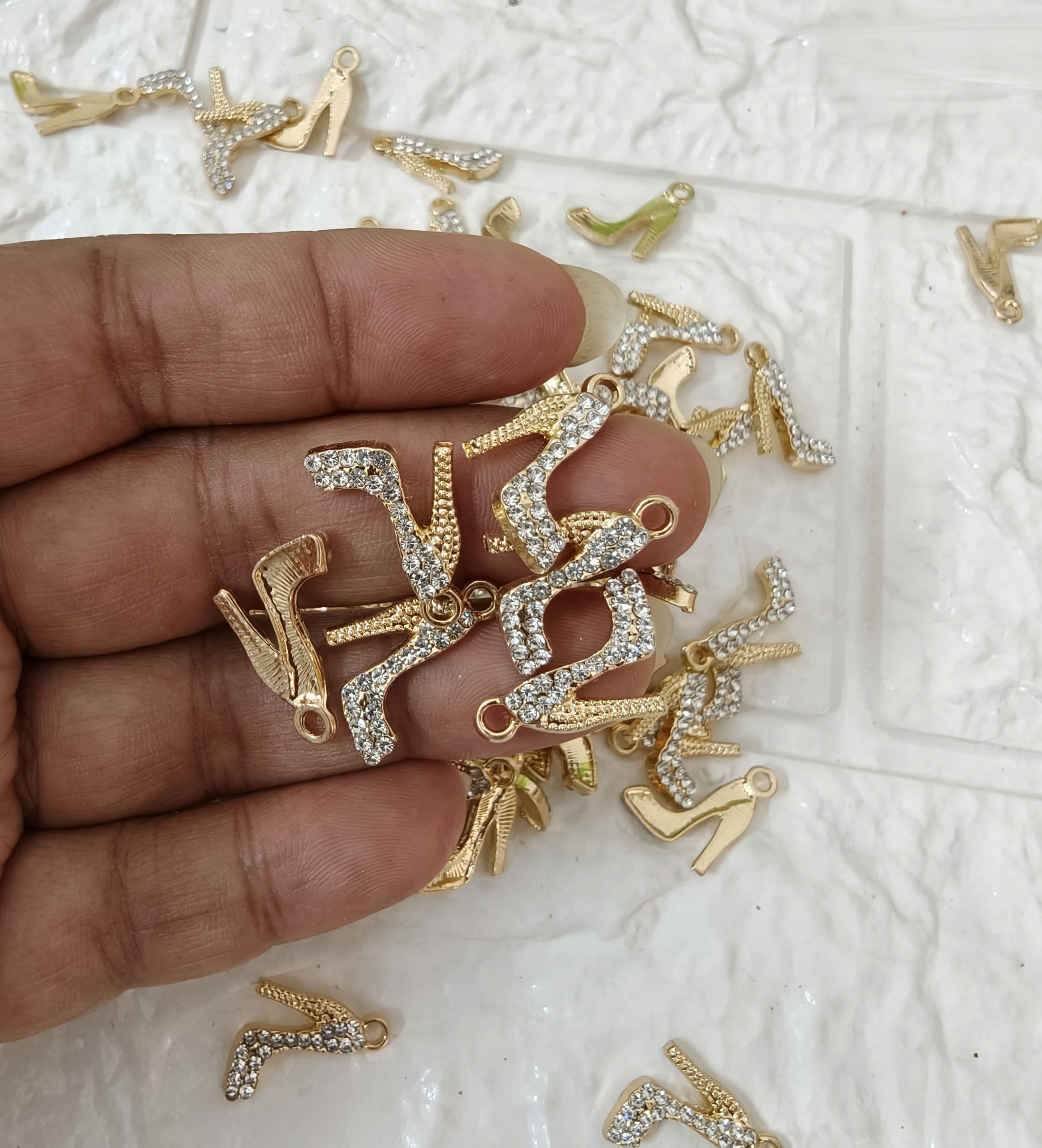 Rhinestone heels white
