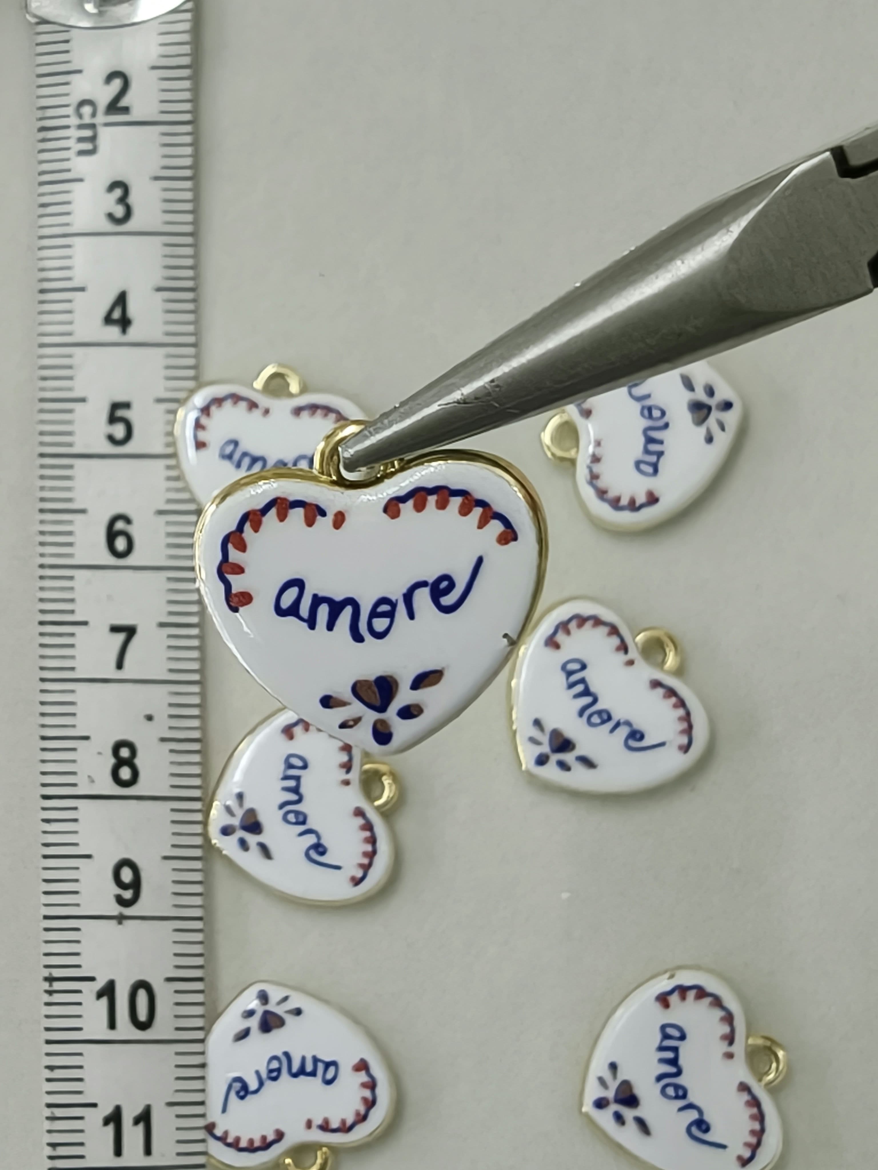 Two sided enamel charms amore